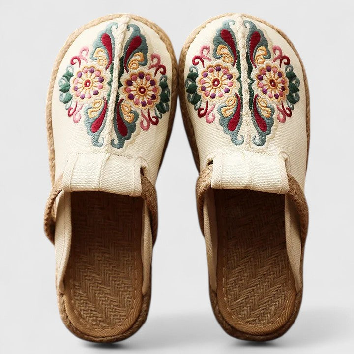 VERLAINE PARIS™- Sandales Plates Brodées