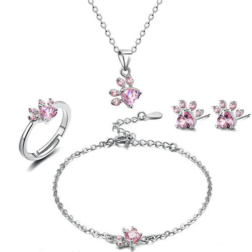 VERLAINE PARIS™ | Parure de bijoux 4 pièces avec patte et cœur en zirconia
