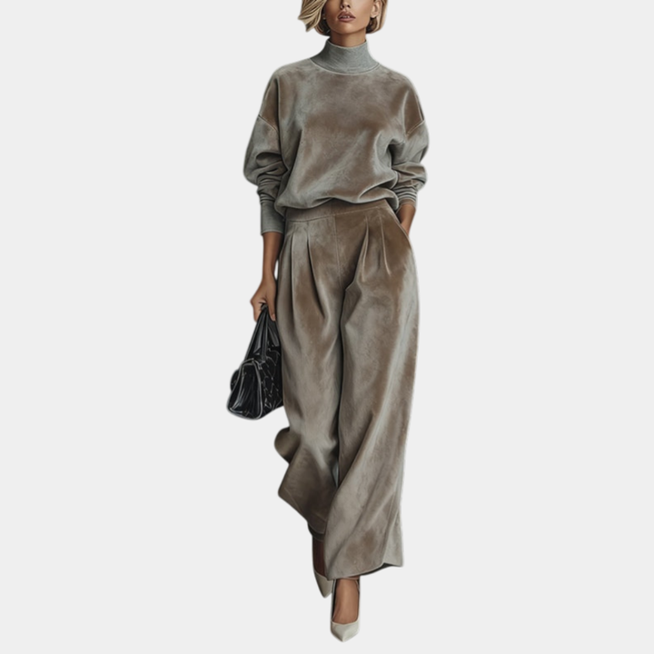 VERLAINE PARIS™| Ensemble en velours casual à col haut pour femme