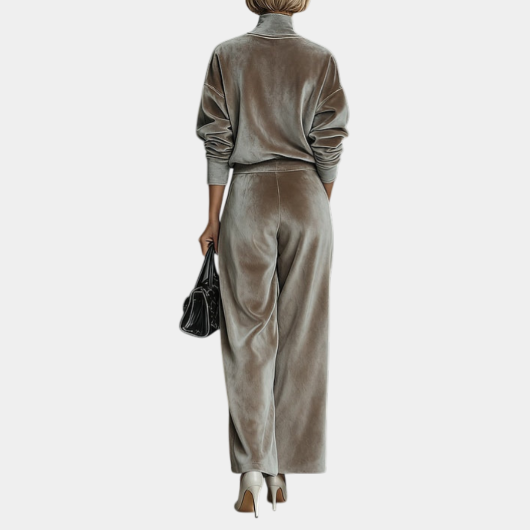 VERLAINE PARIS™| Ensemble en velours casual à col haut pour femme