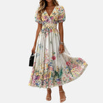 VERLAINE PARIS™| Robe midi cache-cœur à imprimé fleuri