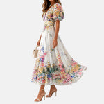 VERLAINE PARIS™| Robe midi cache-cœur à imprimé fleuri