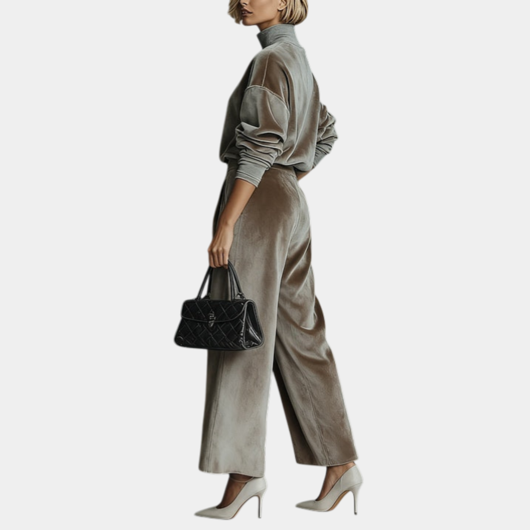 VERLAINE PARIS™| Ensemble en velours casual à col haut pour femme