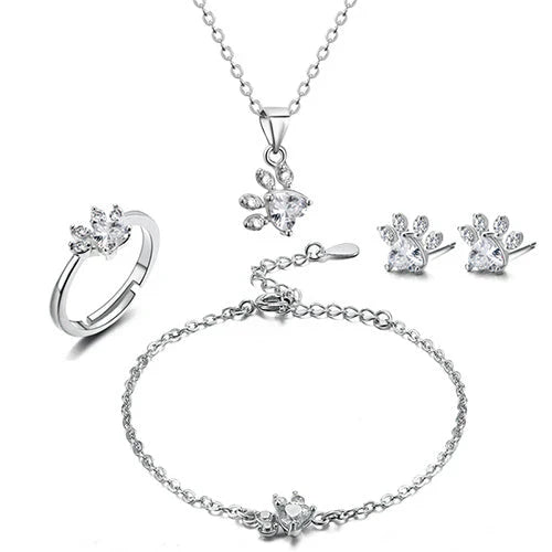 VERLAINE PARIS™ | Parure de bijoux 4 pièces avec patte et cœur en zirconia