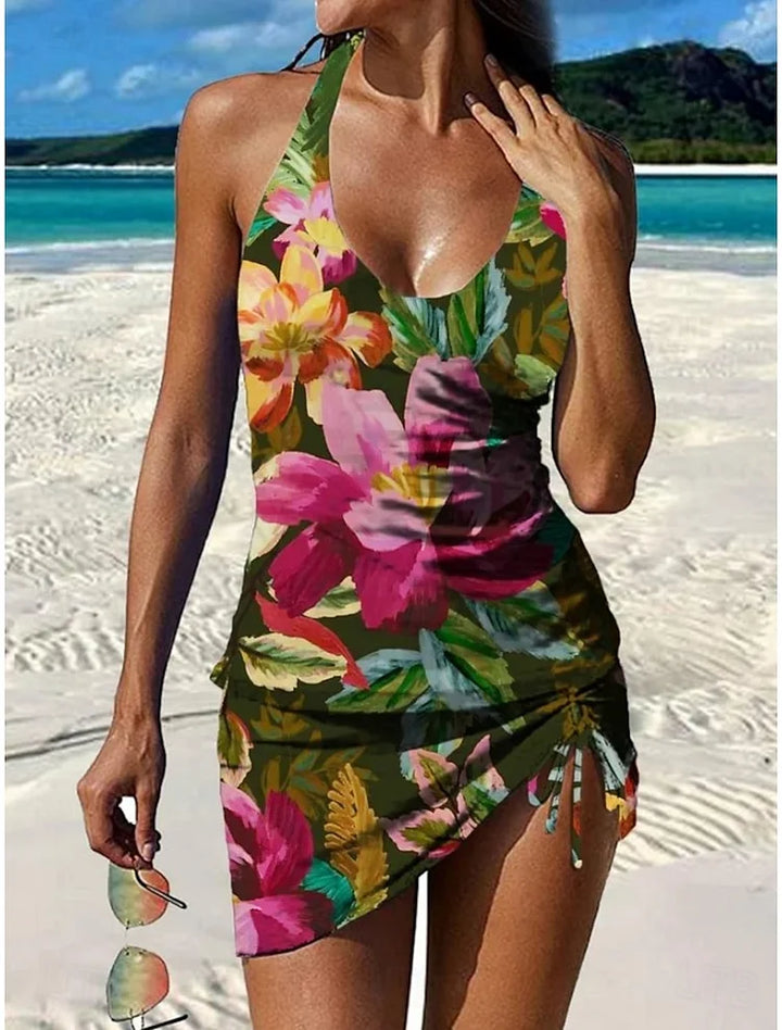 VERLAINE PARIS™– Tankini graphique fleuri avec short, effet ventre plat