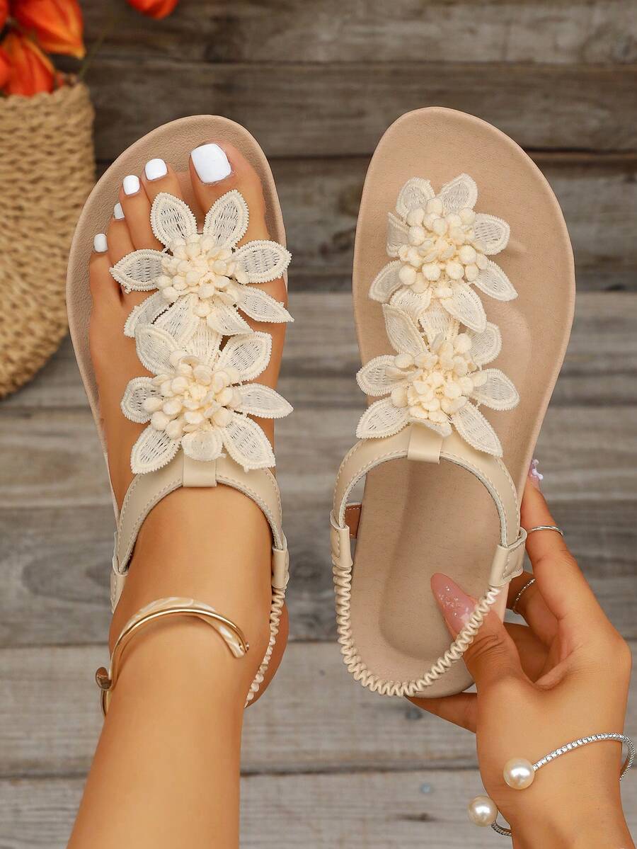 VERLAINE PARIS™ | Sandales Orthopédiques Fleurs Appliquées