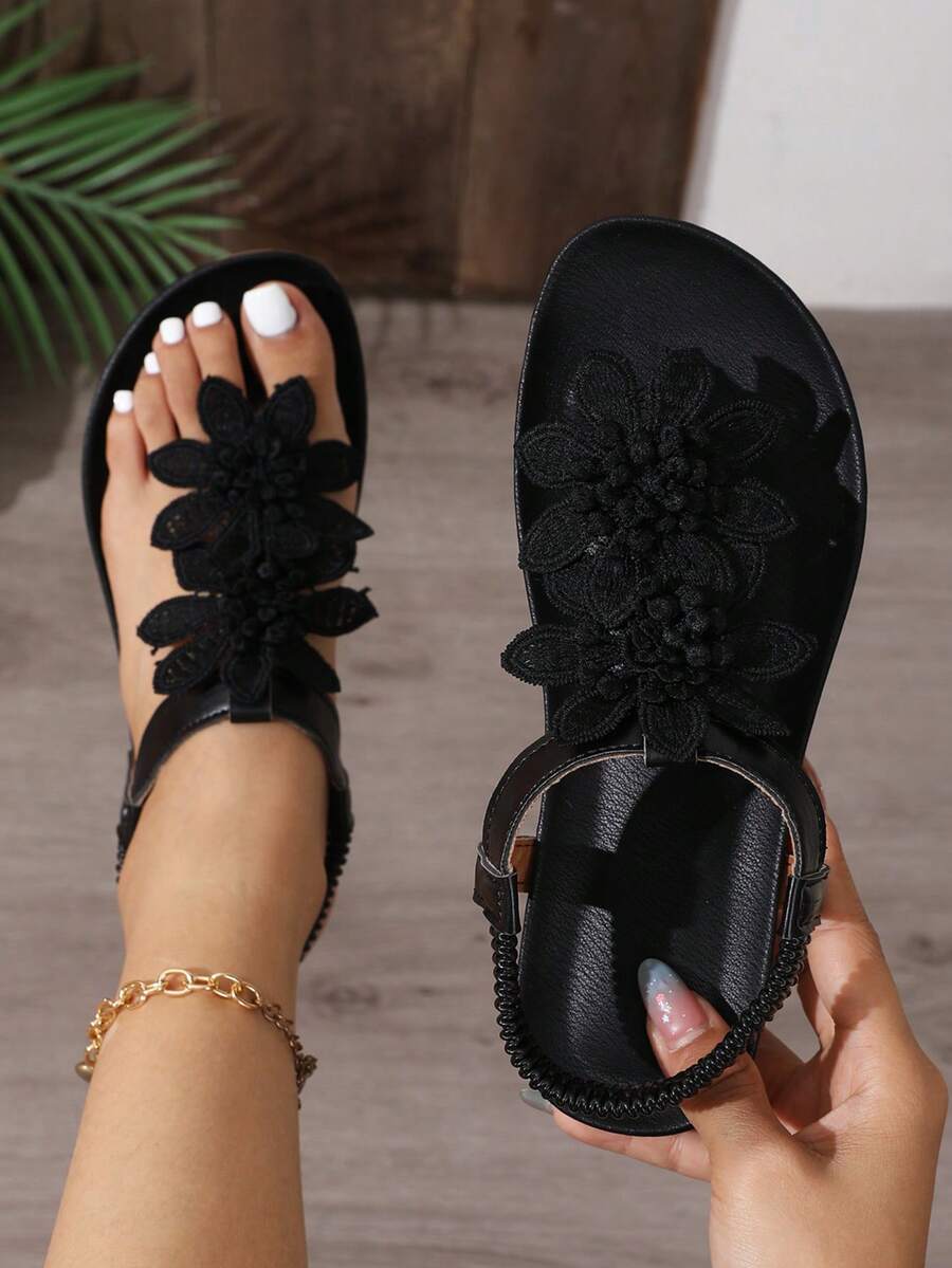 VERLAINE PARIS™ | Sandales Orthopédiques Fleurs Appliquées