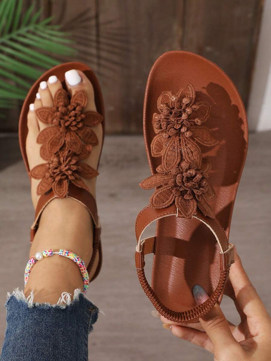 VERLAINE PARIS™ | Sandales Orthopédiques Fleurs Appliquées