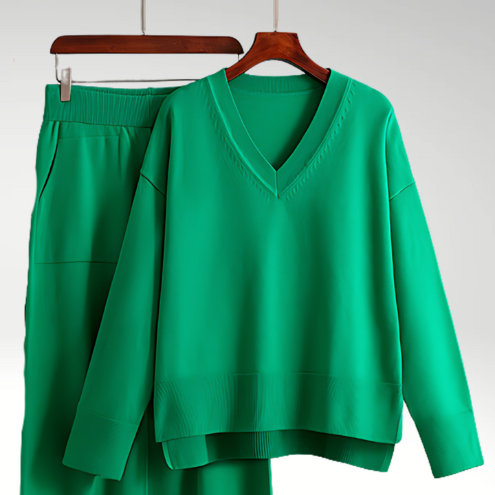 VERLAINE PARIS™| Ensemble deux pièces luxueux à col en V