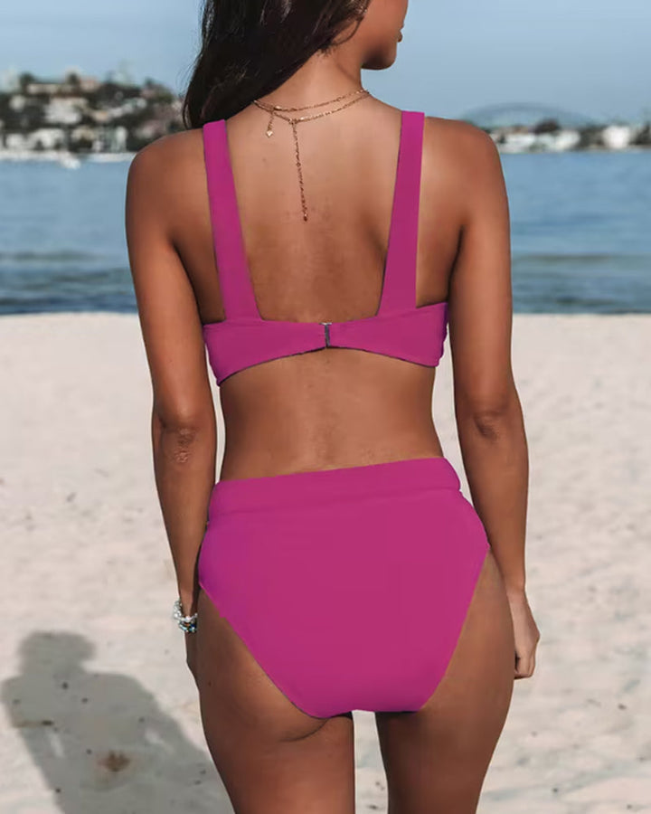 VERLAINE PARIS™- Maillot de bain uni à taille haute