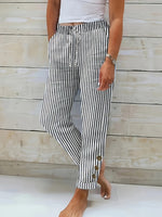 VERLAINE PARIS™ Raquelle - Pantalon Rayé Décontracté