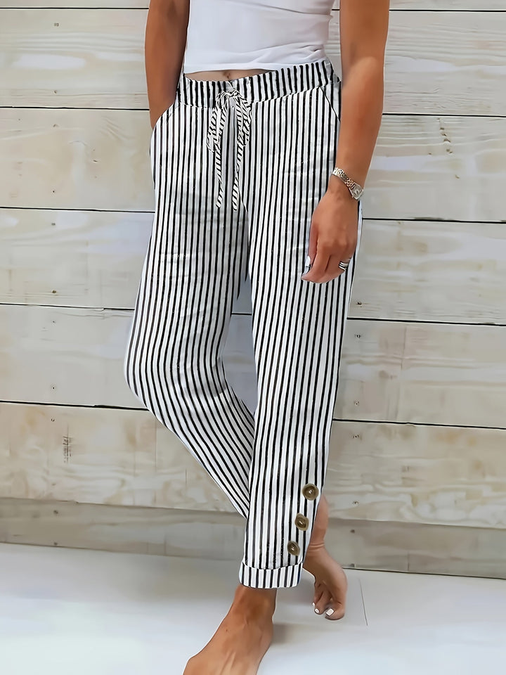 VERLAINE PARIS™ Raquelle - Pantalon Rayé Décontracté