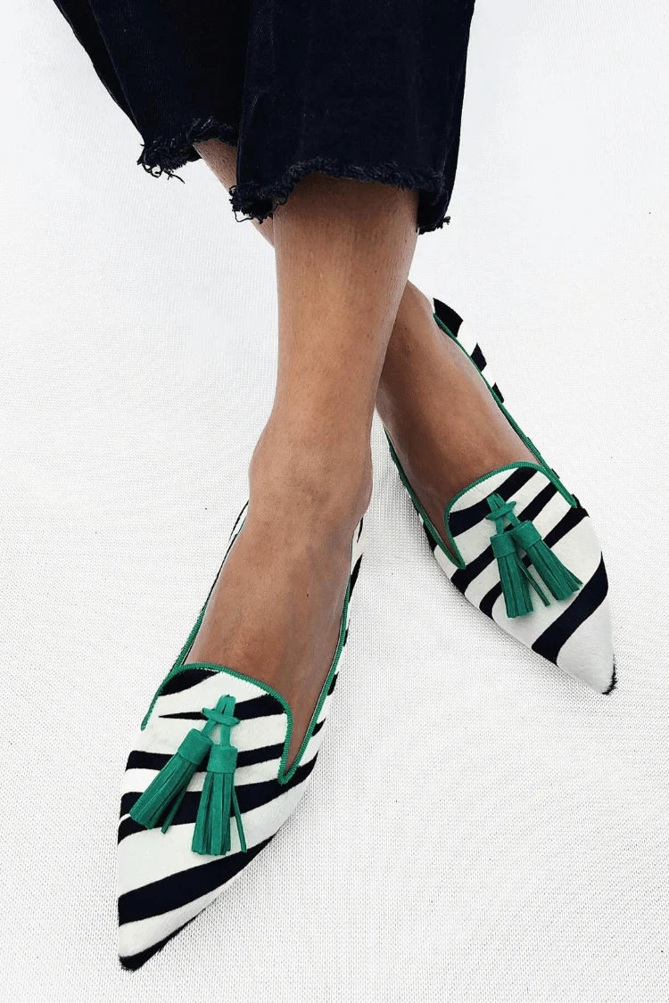 VERLAINE PARIS™ | Mocassins Zebra Vert