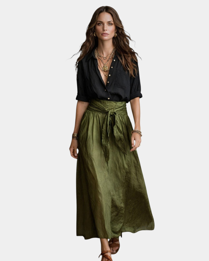 VERLAINE PARIS™| Jupe midi + chemise noire offerte