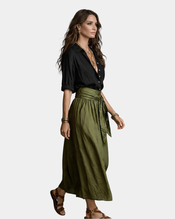 VERLAINE PARIS™| Jupe midi + chemise noire offerte
