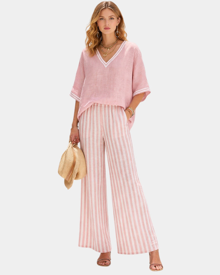 VERLAINE PARIS™| Ensemble pantalon et blouse à rayures