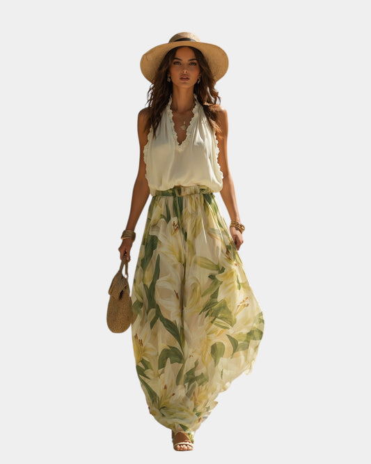 VERLAINE PARIS™ | Ensemble fluide élégant à imprimé floral