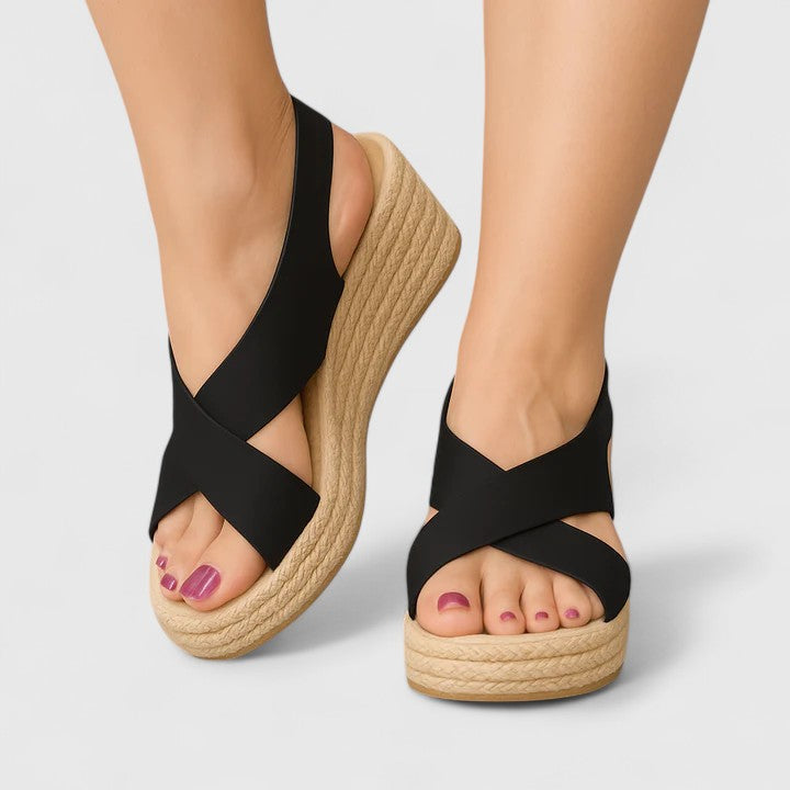 VERLAINE PARIS™- Sandales compensées croisées