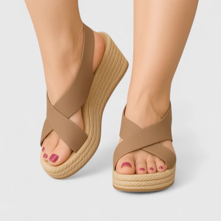VERLAINE PARIS™- Sandales compensées croisées