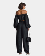 VERLAINE PARIS™| Ensemble à épaules dénudées avec pantalon large