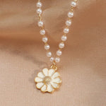 VERLAINE PARIS™ | Collier Pendentif Marguerite avec Perle