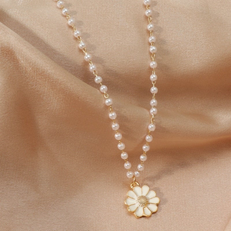 VERLAINE PARIS™ | Collier Pendentif Marguerite avec Perle