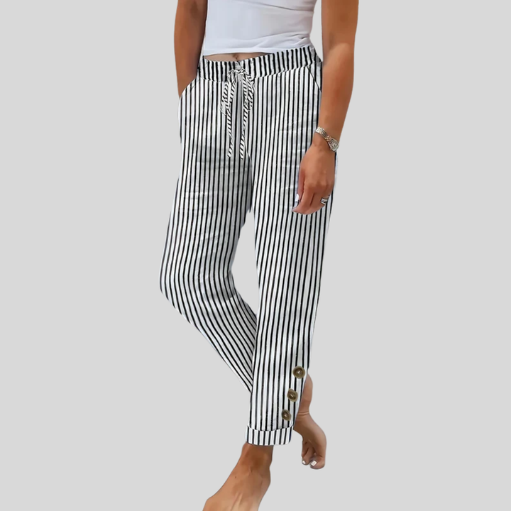 VERLAINE PARIS™ Raquelle - Pantalon Rayé Décontracté