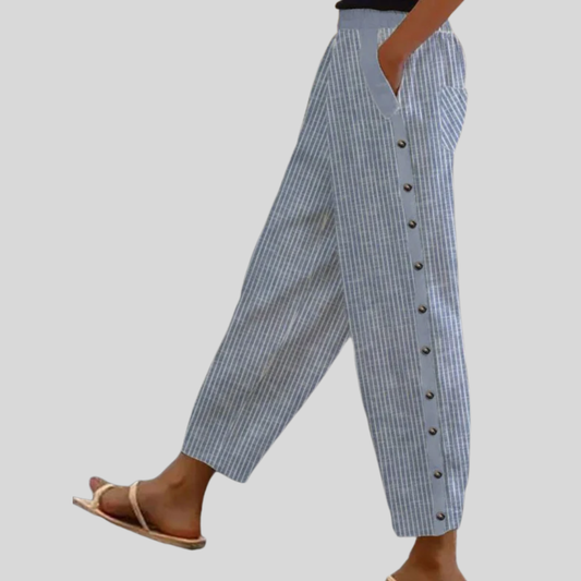 VERLAINE PARIS™- Pantalon à Boutons Rayé