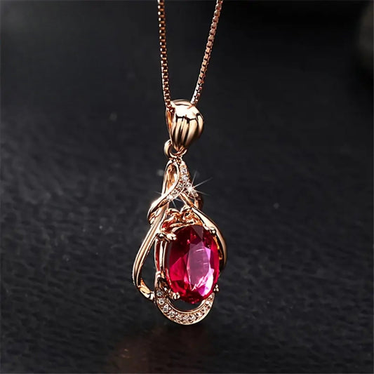 VERLAINE PARIS™ | Collier Élégant en Cristal Rouge et Or