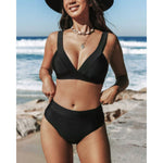 VERLAINE PARIS™- Maillot de bain uni à taille haute