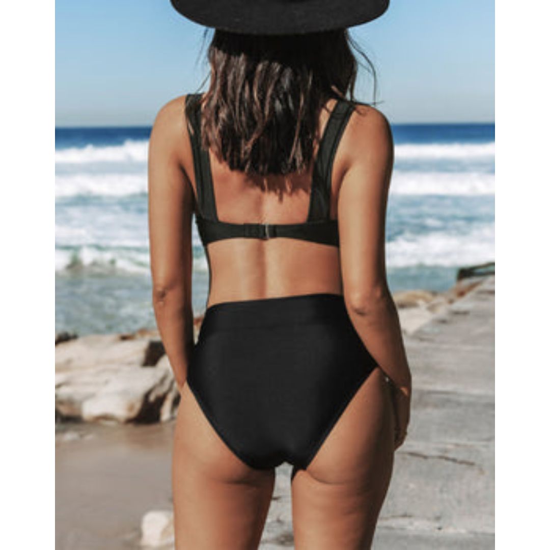 VERLAINE PARIS™- Maillot de bain uni à taille haute