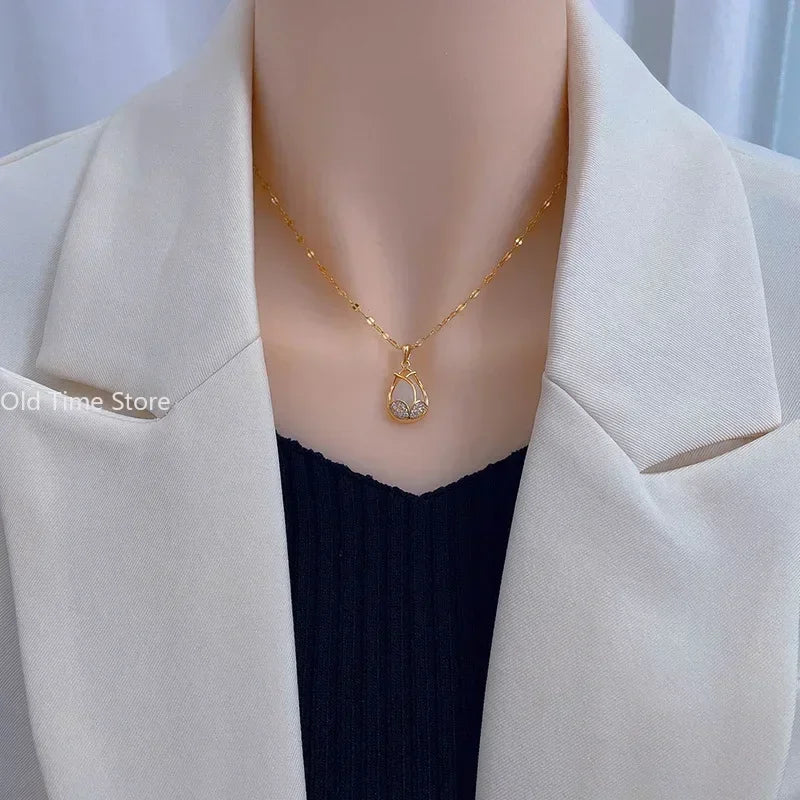 VERLAINE PARIS™ | Collier Pendentif Élégant en Cristal Rose et Or