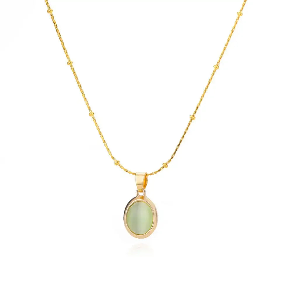VERLAINE PARIS™ | Collier Pendentif Goutte d’Eau en Opale en Acier Inoxydable Doré Chic