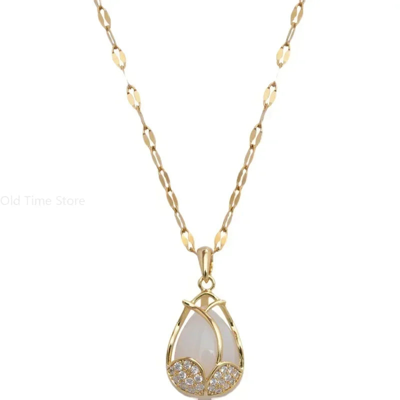 VERLAINE PARIS™ | Collier Pendentif Élégant en Cristal Rose et Or