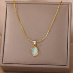 VERLAINE PARIS™ | Collier Pendentif Goutte d’Eau en Opale en Acier Inoxydable Doré Chic
