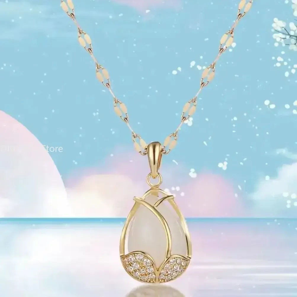 VERLAINE PARIS™ | Collier Pendentif Élégant en Cristal Rose et Or