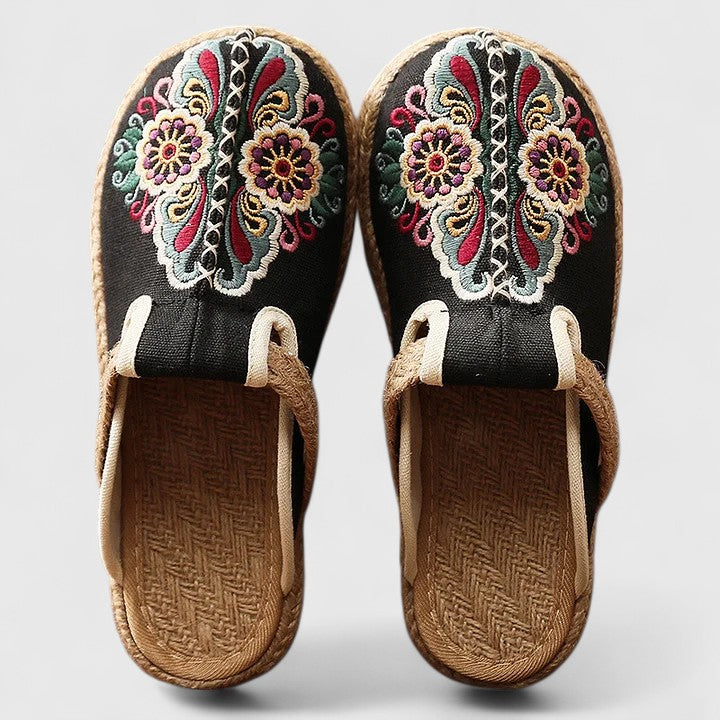VERLAINE PARIS™- Sandales Plates Brodées