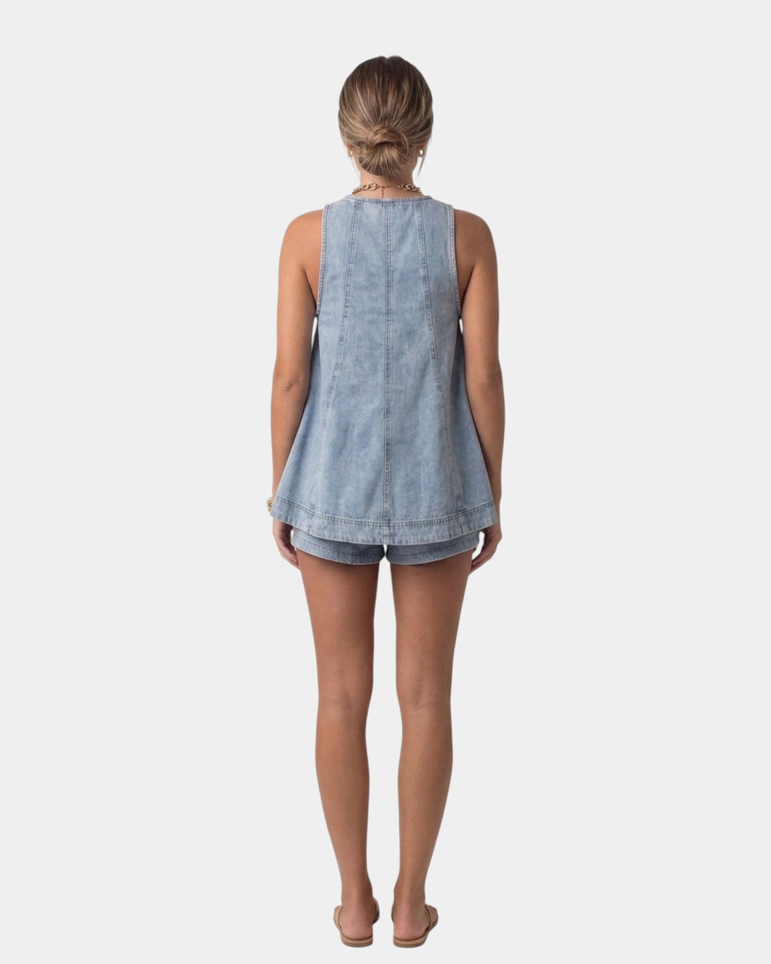 VERLAINE PARIS™| Ensemble short avec blouse en denim