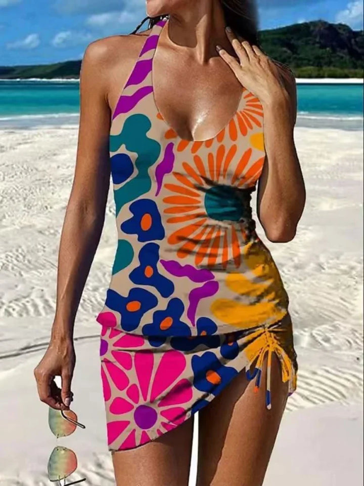 VERLAINE PARIS™– Tankini graphique fleuri avec short, effet ventre plat