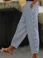VERLAINE PARIS™- Pantalon à Boutons Rayé