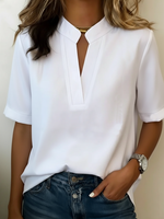 VERLAINE PARIS™| Blouse Chic à Col en V et Détail Doré