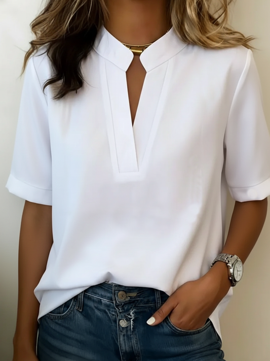 VERLAINE PARIS™| Blouse Chic à Col en V et Détail Doré