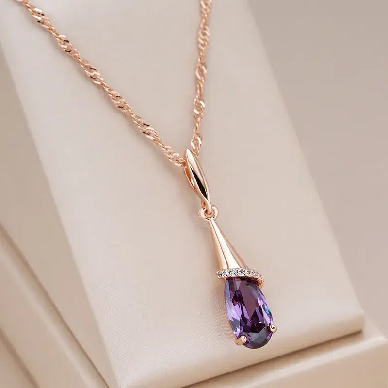 VERLAINE PARIS™ | Collier Élégant Goutte en Cristal Violet
