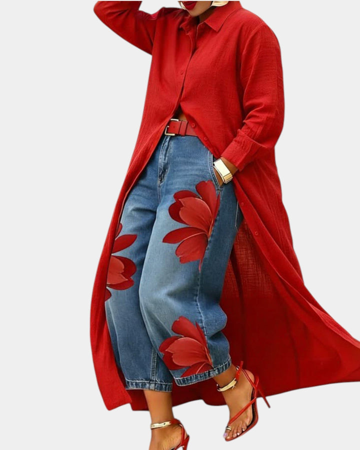 VERLAINE PARIS™| Ensemble robe et pantalon en jean large