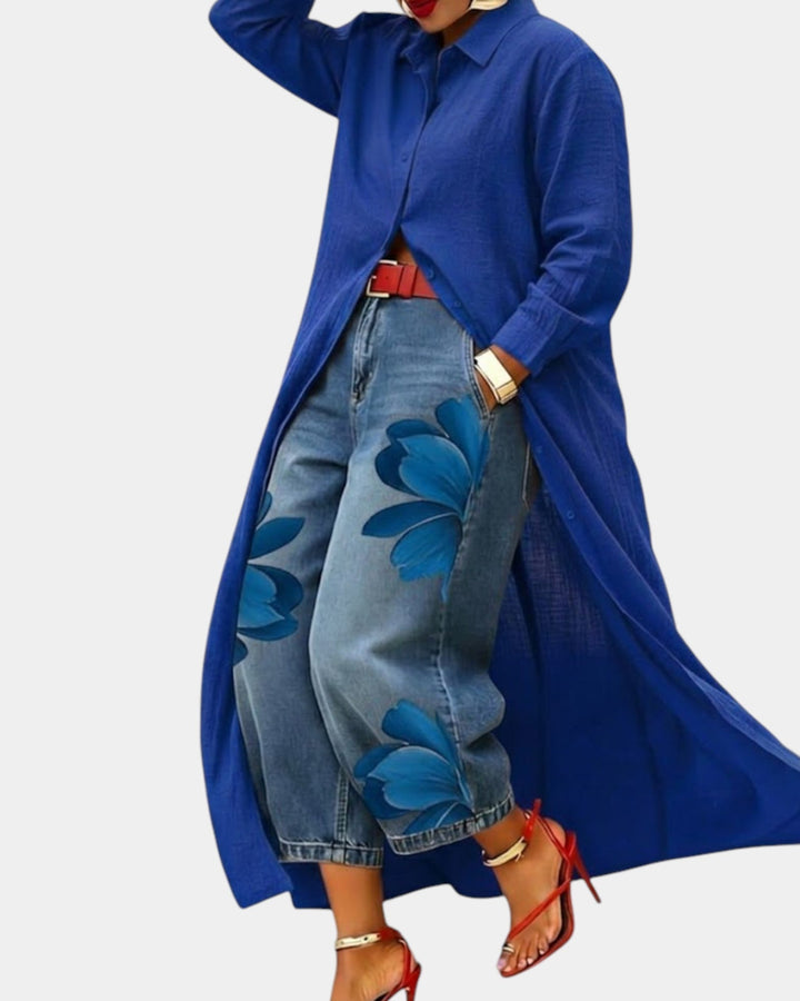 VERLAINE PARIS™| Ensemble robe et pantalon en jean large