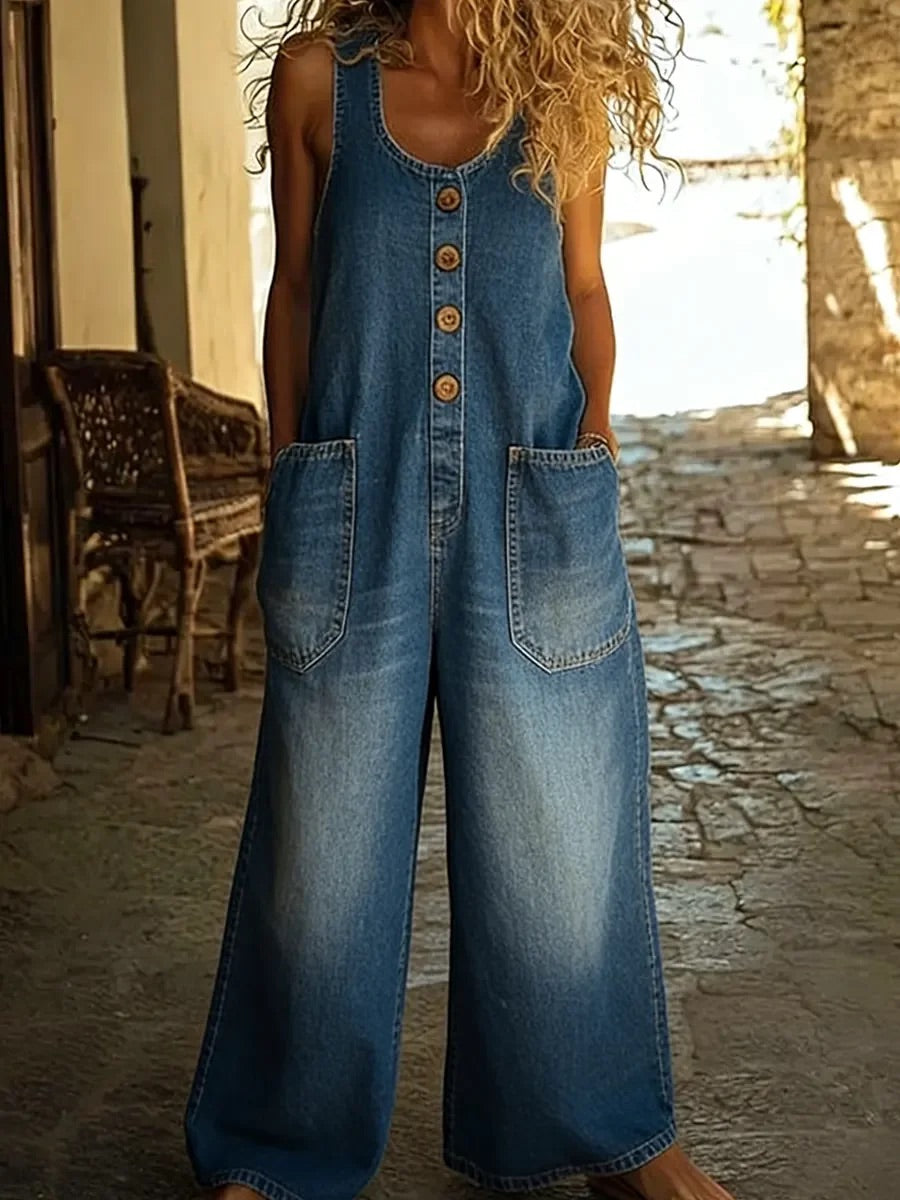 VERLAINE PARIS™ | Salopette en denim coton lavé vintage