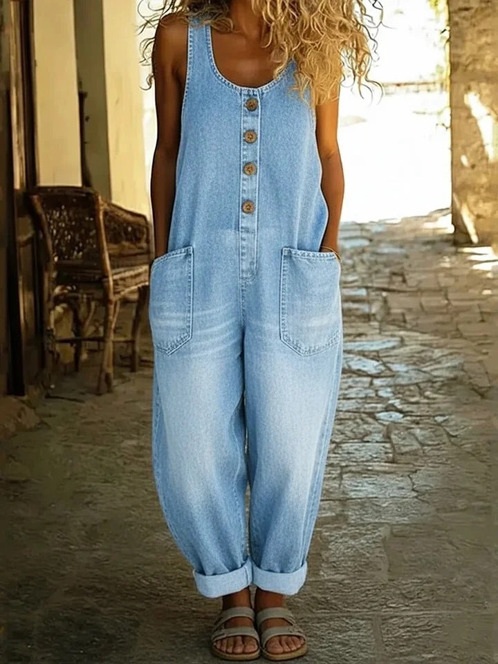 VERLAINE PARIS™ | Salopette en denim coton lavé vintage