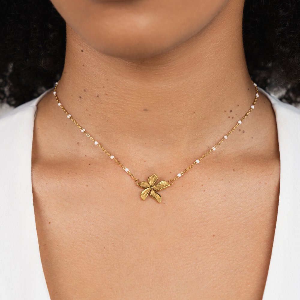 VERLAINE PARIS™ | Collier Élégant en Or Couleur avec Fleurs