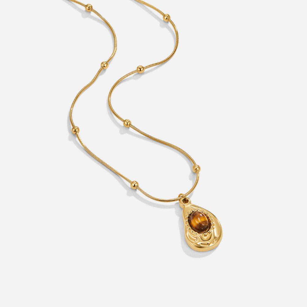 VERLAINE PARIS™ | Collier Élégant en Or avec Pierre Œil-de-Tigre